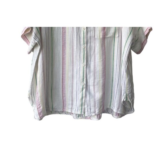 Madewell Womens Top XL Rainbow Linen Colorful Beachy Lightweight Button Front - Picture 6 of 12